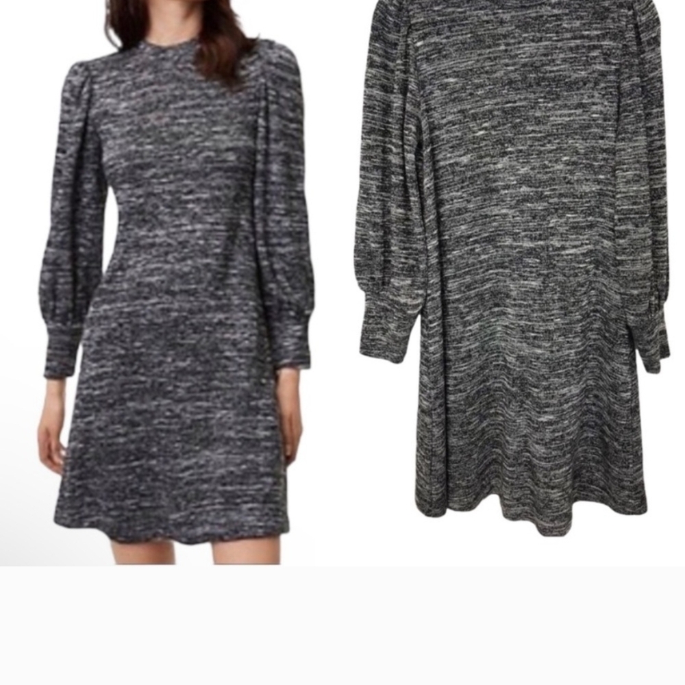 LOFT Marled Knit Bishop Puff Sleeve Dress XL